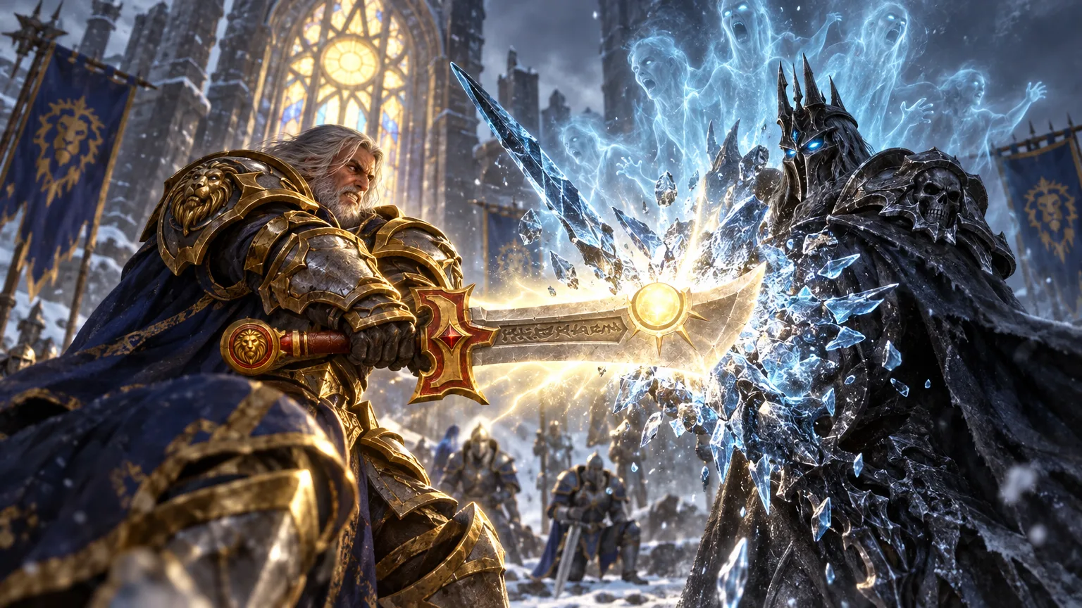 Darion Mograine relinquishes Ashbringer to Tirion Fordring at Light's Hope Chapel
