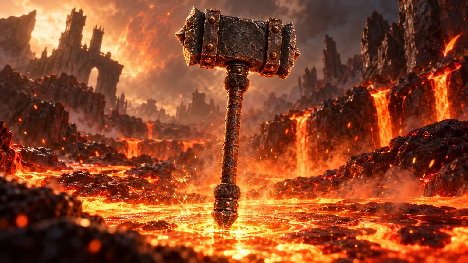 Doomhammer rises above the elemental lava of Draenor