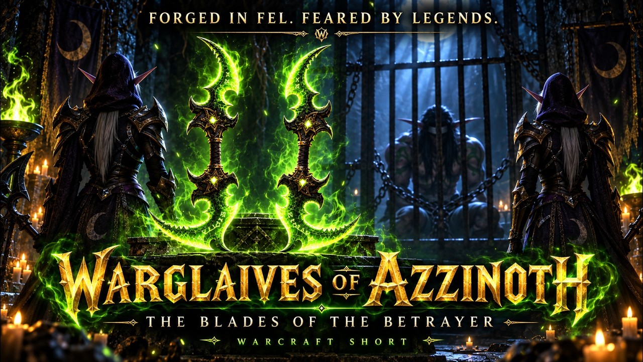 Official YouTube thumbnail for Warglaives of Azzinoth: The Demon Blades Illidan Stole | Warcraft Legendary Weapons.