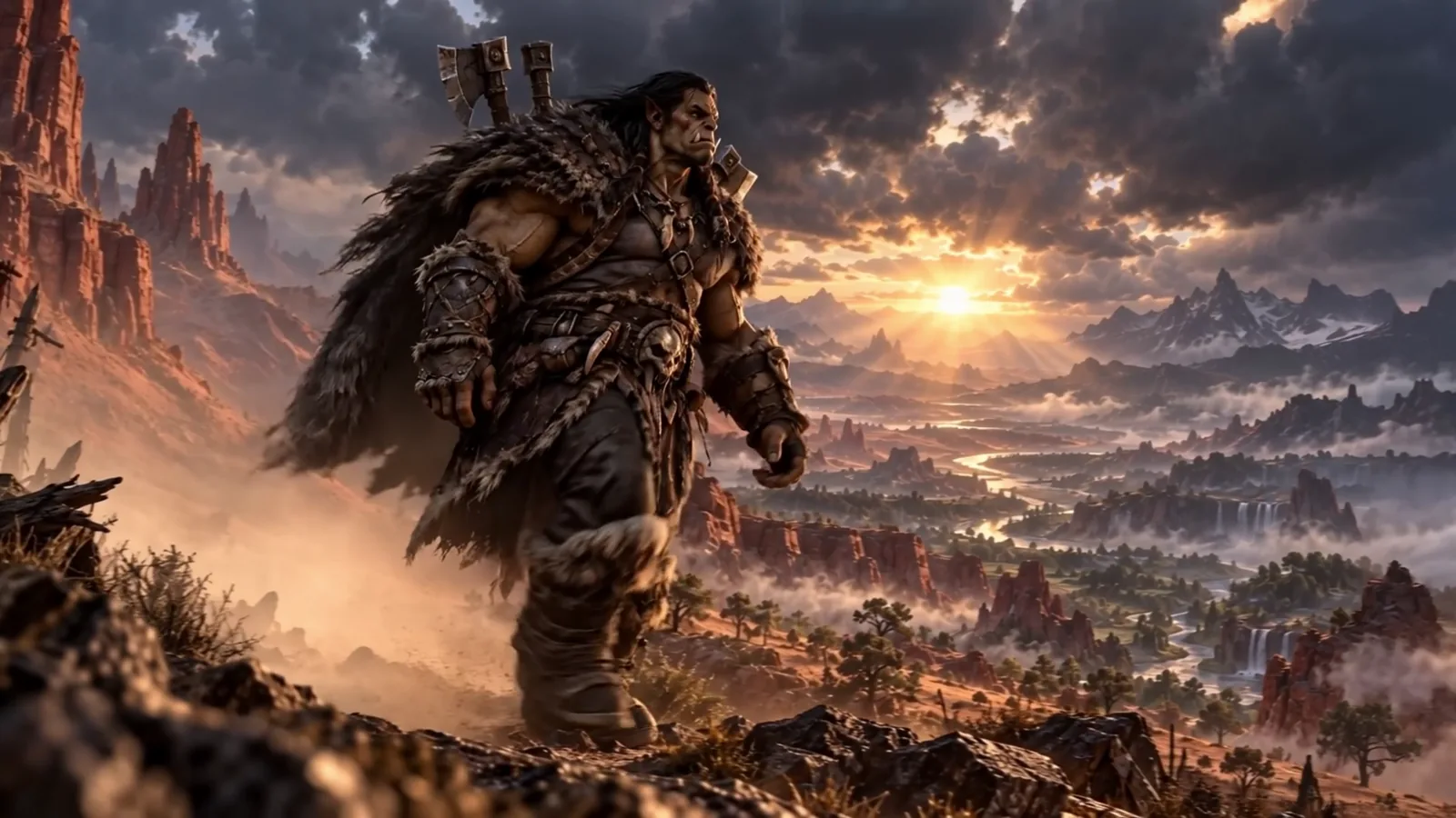 Rexxar walking alone across the wilderness after leaving the Horde.