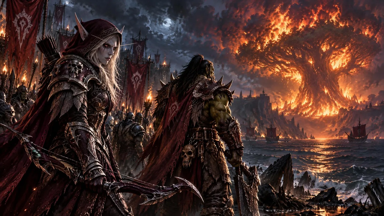 Sylvanas watches Teldrassil burn on the horizon