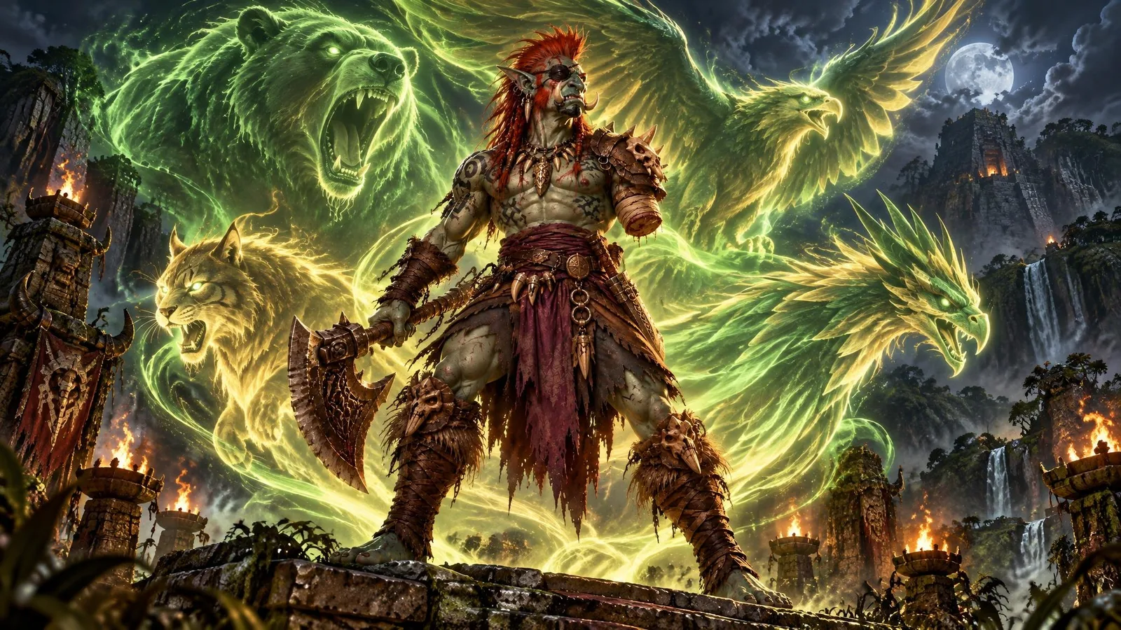 Zul'jin drawing on the glowing spirits of the Amani loa